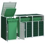 Casa si Gradina - Gradina si terasa - Mobilier exterior - Dulapuri si lazi depozitare exterior - Depozit pubele cu roti triple, verde, 216x81x115 cm, otel - Infinity.ro