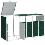 Casa si Gradina - Gradina si terasa - Mobilier exterior - Dulapuri si lazi depozitare exterior - Depozit pubele cu roti triple, verde, 216x81x115 cm, otel - Infinity.ro