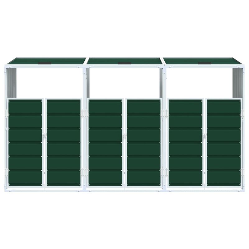 Casa si Gradina - Gradina si terasa - Mobilier exterior - Dulapuri si lazi depozitare exterior - Depozit pubele cu roti triple, verde, 216x81x115 cm, otel - Infinity.ro