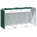 Casa si Gradina - Gradina si terasa - Mobilier exterior - Dulapuri si lazi depozitare exterior - Depozit pubele cu roti triple, verde, 216x81x115 cm, otel - Infinity.ro