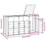Casa si Gradina - Gradina si terasa - Mobilier exterior - Dulapuri si lazi depozitare exterior - Depozit pubele cu roti triple, verde, 216x81x115 cm, otel - Infinity.ro