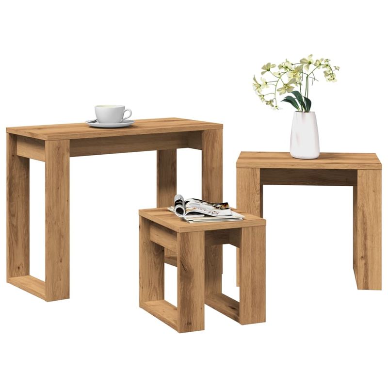 Casa si Gradina - Mobilier - Mese si birouri - Mese living - Mese suprapuse, 3 buc., stejar artizanal, lemn prelucrat - Infinity.ro