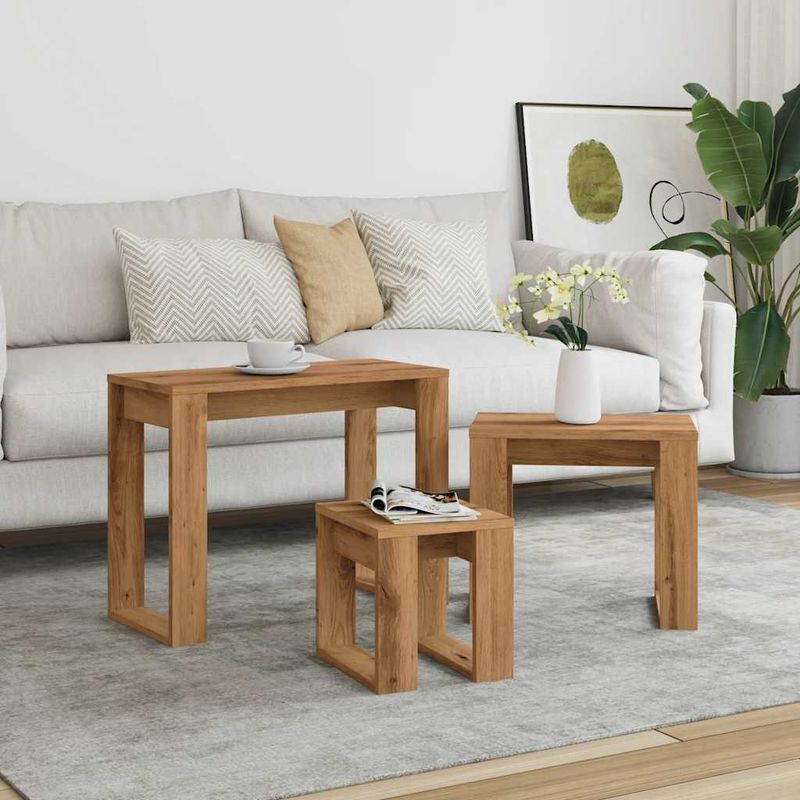 Casa si Gradina - Mobilier - Mese si birouri - Mese living - Mese suprapuse, 3 buc., stejar artizanal, lemn prelucrat - Infinity.ro
