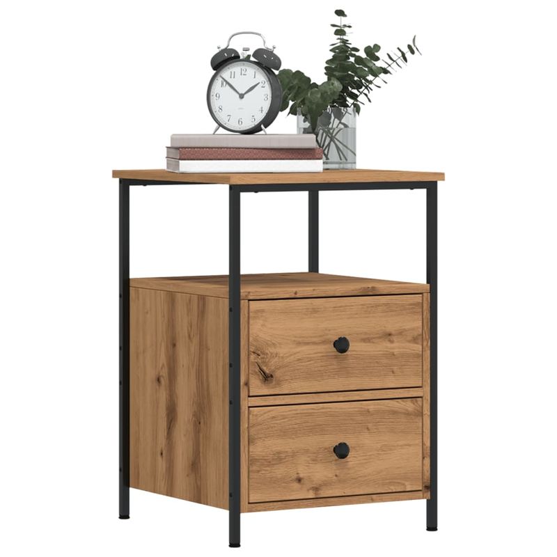 Casa si Gradina - Mobilier - Comode si corpuri - Noptiere - Noptiera, stejar artizanal, 34x35,5x50 cm, lemn prelucrat - Infinity.ro