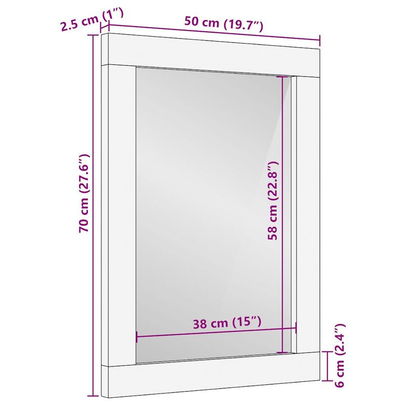 Casa si Gradina - Mobilier - Mobilier baie - Oglinzi baie - Oglinda de baie, 50x70 cm, lemn masiv de mango si sticla - Infinity.ro