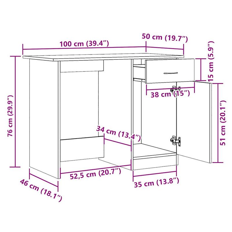 Casa si Gradina - Mobilier - Mese si birouri - Birouri - Birou, lemn vechi, 100x50x76 cm, lemn prelucrat - Infinity.ro