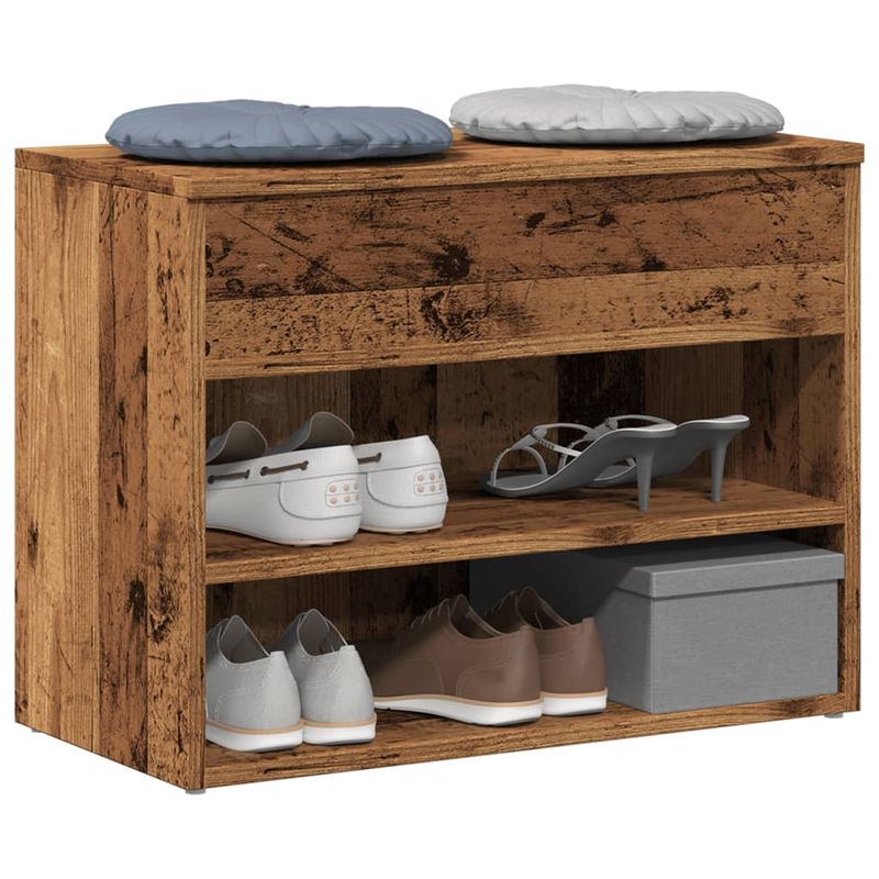 Casa si Gradina - Mobilier - Organizare si depozitare - Organizator incaltaminte - Bancheta pantofar, lemn vechi, 60x30x45 cm, lemn prelucrat - Infinity.ro