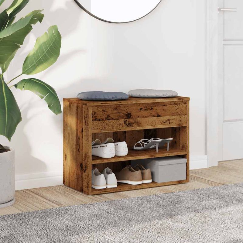 Casa si Gradina - Mobilier - Organizare si depozitare - Organizator incaltaminte - Bancheta pantofar, lemn vechi, 60x30x45 cm, lemn prelucrat - Infinity.ro