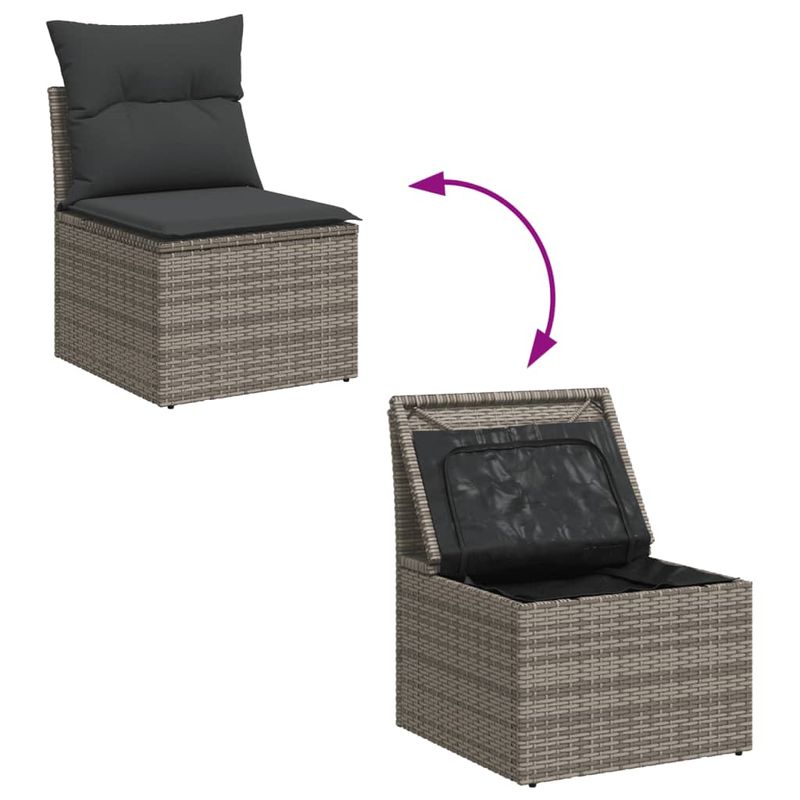 Casa si Gradina - Gradina si terasa - Mobilier exterior - Seturi mobila gradina - Set mobilier de gradina cu perne, 10 piese, gri, poliratan - Infinity.ro