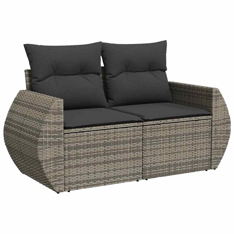 Casa si Gradina - Gradina si terasa - Mobilier exterior - Seturi mobila gradina - Set mobilier gradina cu perne, 6 piese, gri, poliratan - Infinity.ro