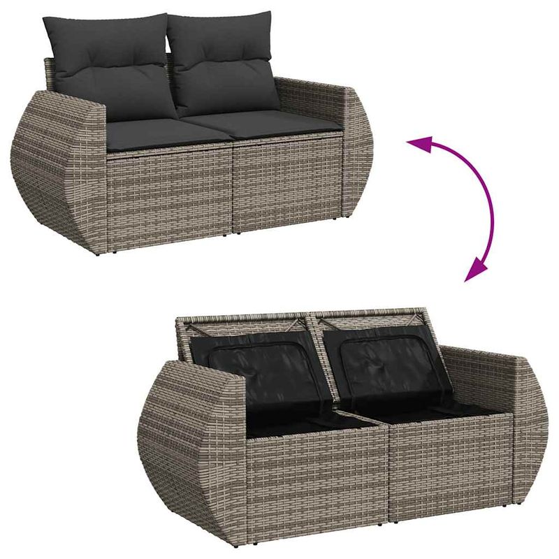 Casa si Gradina - Gradina si terasa - Mobilier exterior - Seturi mobila gradina - Set mobilier gradina cu perne, 6 piese, gri, poliratan - Infinity.ro