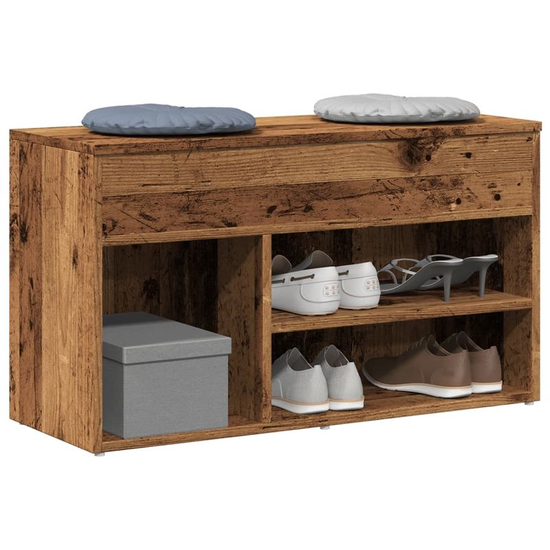 Casa si Gradina - Mobilier - Organizare si depozitare - Organizator incaltaminte - Bancheta pantofar, lemn vechi, 80x30x45 cm, lemn prelucrat - Infinity.ro