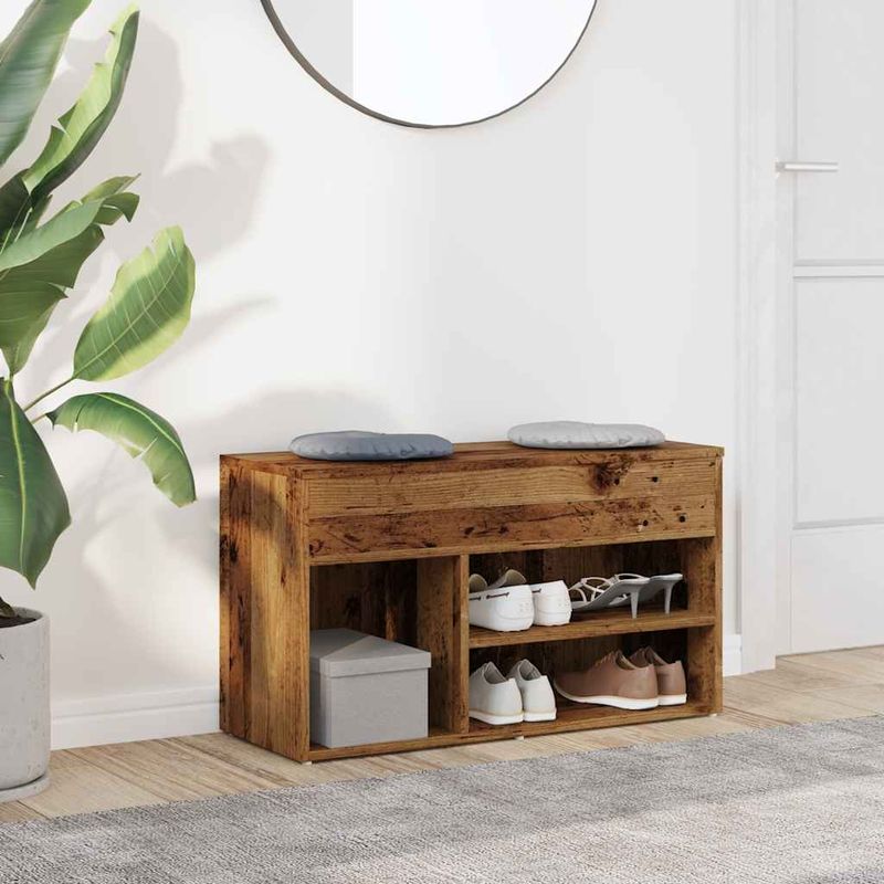 Casa si Gradina - Mobilier - Organizare si depozitare - Organizator incaltaminte - Bancheta pantofar, lemn vechi, 80x30x45 cm, lemn prelucrat - Infinity.ro