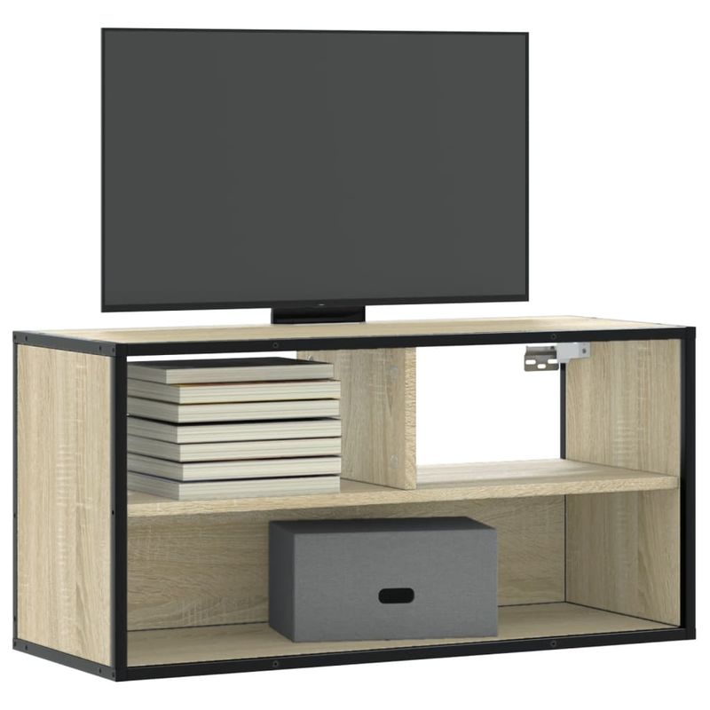 Casa si Gradina - Mobilier - Comode si corpuri - Comode - Dulap TV, stejar sonoma, 80x31x39,5 cm, lemn prelucrat si metal - Infinity.ro