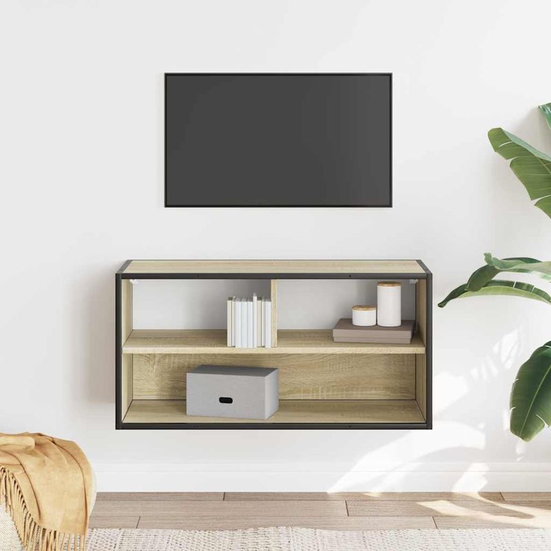 Casa si Gradina - Mobilier - Comode si corpuri - Comode - Dulap TV, stejar sonoma, 80x31x39,5 cm, lemn prelucrat si metal - Infinity.ro