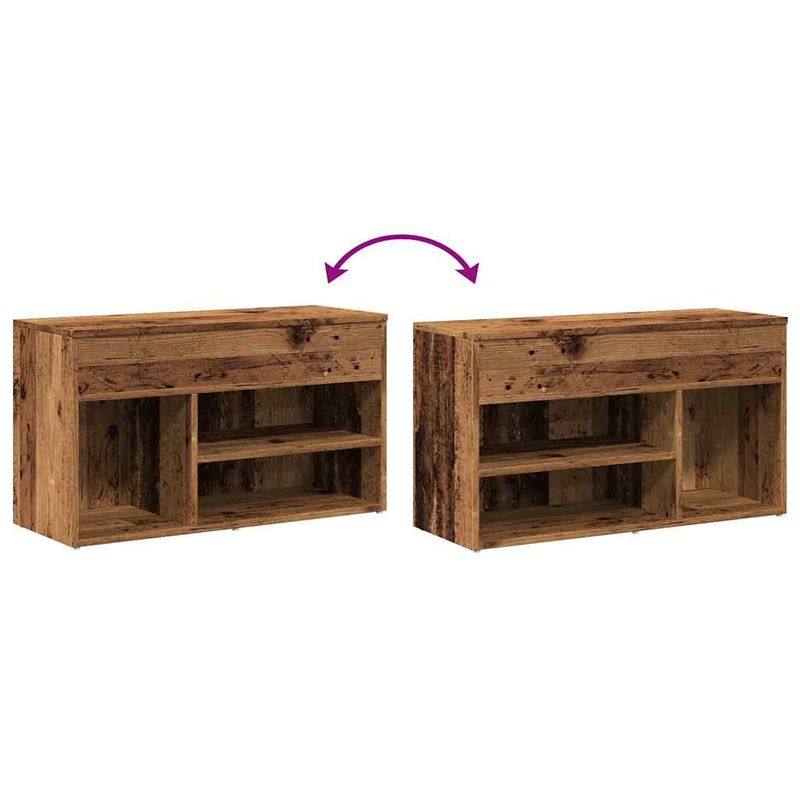 Casa si Gradina - Mobilier - Organizare si depozitare - Organizator incaltaminte - Bancheta pantofar, lemn vechi, 80x30x45 cm, lemn prelucrat - Infinity.ro
