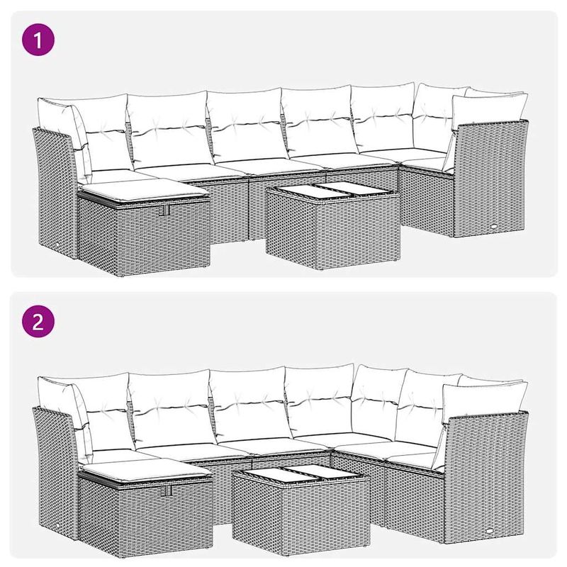 Casa si Gradina - Gradina si terasa - Mobilier exterior - Seturi mobila gradina - Set mobilier de gradina cu perne, 8 piese, negru, poliratan - Infinity.ro