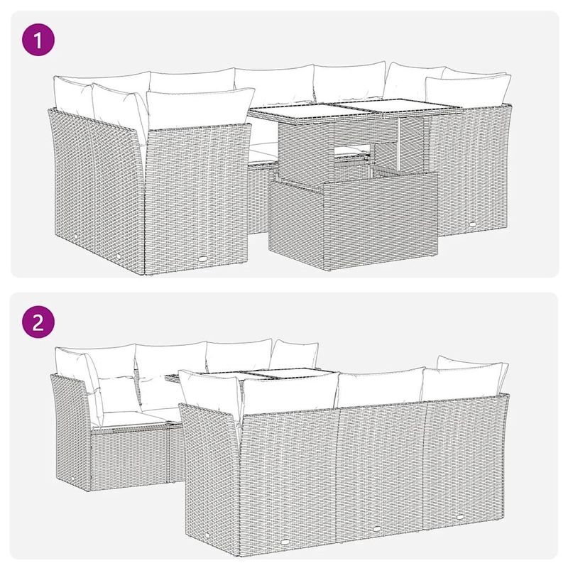 Casa si Gradina - Gradina si terasa - Mobilier exterior - Seturi mobila gradina - Set canapele de gradina cu perne, 7piese gri deschis poliratan - Infinity.ro