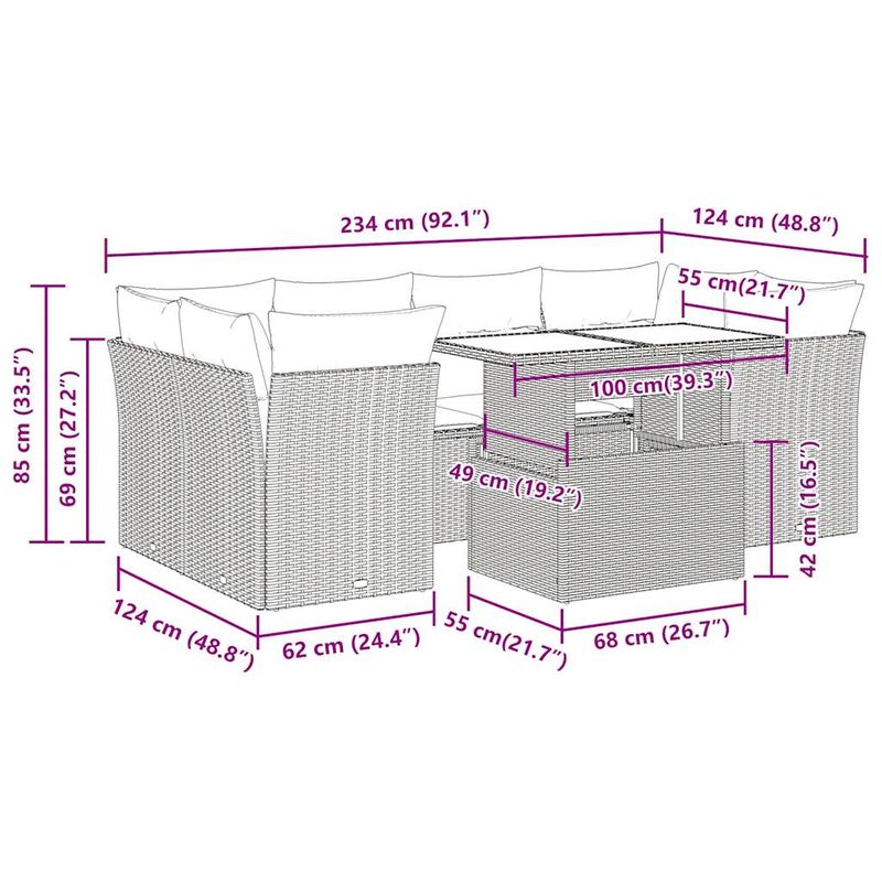 Casa si Gradina - Gradina si terasa - Mobilier exterior - Seturi mobila gradina - Set canapele de gradina cu perne, 7piese gri deschis poliratan - Infinity.ro