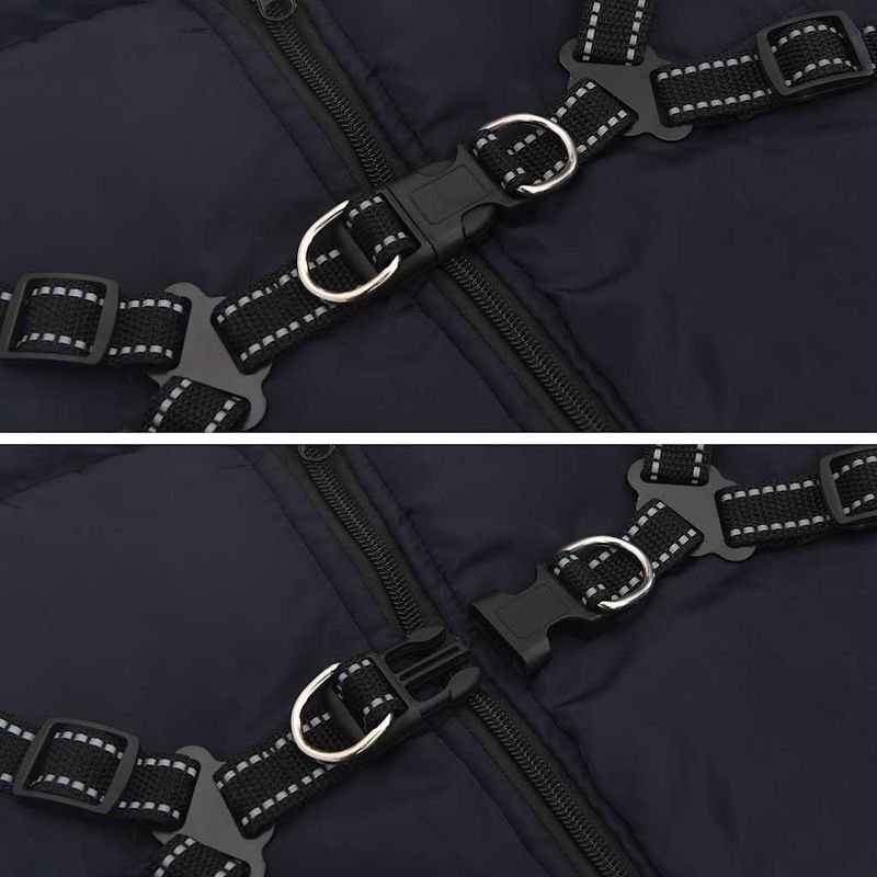 Petshop - Articole imbracaminte - Haine animale - Haina caini cu ham impermeabila reflectorizanta, bleumarin, 4XL - Infinity.ro