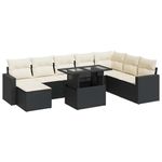 Casa si Gradina - Gradina si terasa - Mobilier exterior - Seturi mobila gradina - Set mobilier de gradina cu perne, 9 piese, negru, poliratan - Infinity.ro