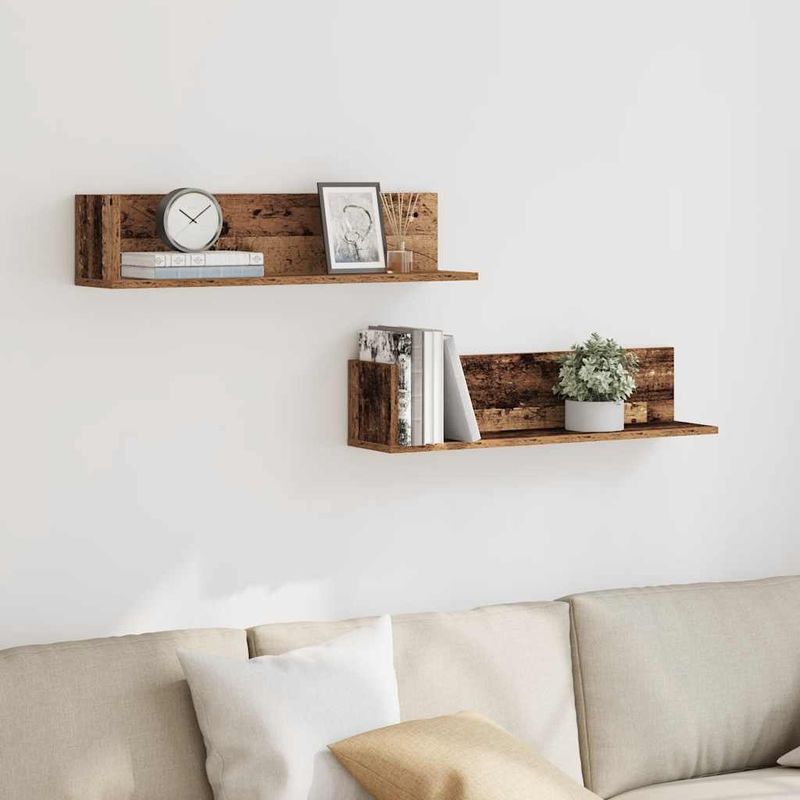 Casa si Gradina - Mobilier - Biblioteci si rafturi - Rafturi - Rafturi perete 2 buc. lemn vechi 75x16,5x16,5 cm lemn prelucrat - Infinity.ro