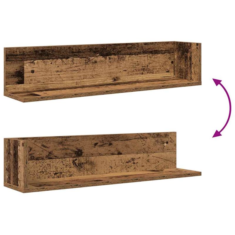 Casa si Gradina - Mobilier - Biblioteci si rafturi - Rafturi - Rafturi perete 2 buc. lemn vechi 75x16,5x16,5 cm lemn prelucrat - Infinity.ro