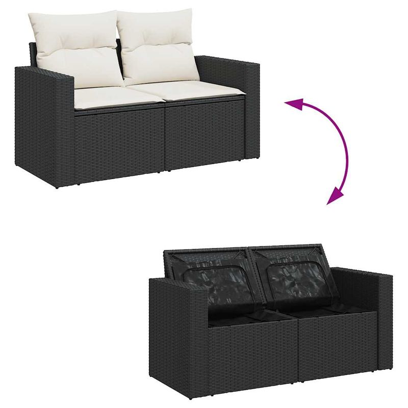 Casa si Gradina - Gradina si terasa - Mobilier exterior - Seturi mobila gradina - Set mobilier de gradina cu perne, 9 piese, negru, poliratan - Infinity.ro