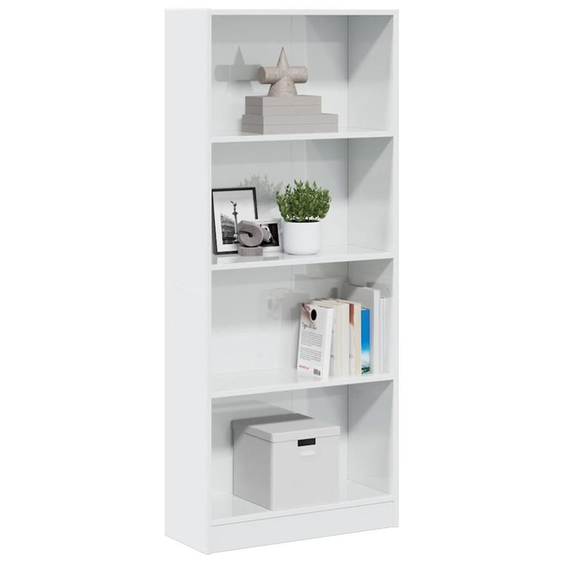 Casa si Gradina - Mobilier - Biblioteci si rafturi - Biblioteci - Biblioteca, alb extralucios, 60x24x143 cm, lemn prelucrat - Infinity.ro