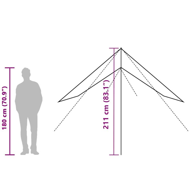 Sport si Outdoor - Camping - Copertine si adaposturi - Prelata de camping verde masliniu, 462x306x211 cm, impermeabila - Infinity.ro