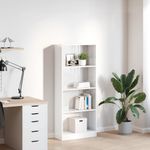 Casa si Gradina - Mobilier - Biblioteci si rafturi - Biblioteci - Biblioteca, alb extralucios, 60x24x143 cm, lemn prelucrat - Infinity.ro