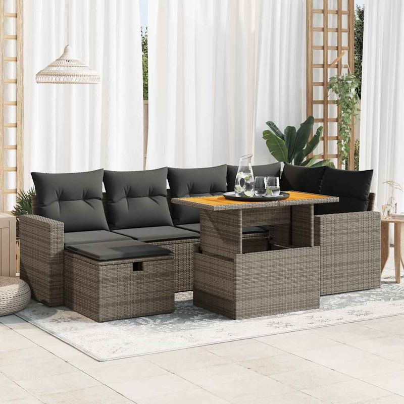 Casa si Gradina - Gradina si terasa - Mobilier exterior - Seturi mobila gradina - Set canapele gradina cu perne 8 piese gri poliratan/lemn acacia - Infinity.ro