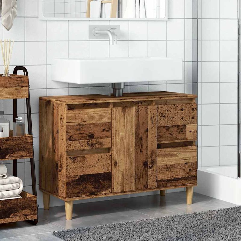 Casa si Gradina - Mobilier - Mobilier baie - Comode baie - Dulap de chiuveta, lemn vechi, 80x33x60 cm, lemn prelucrat - Infinity.ro