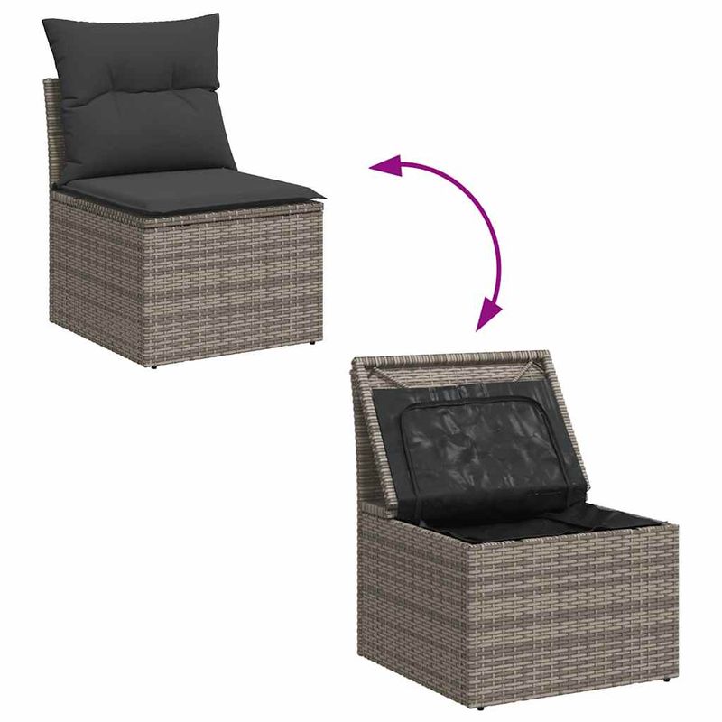 Casa si Gradina - Gradina si terasa - Mobilier exterior - Seturi mobila gradina - Set canapele gradina cu perne 8 piese gri poliratan/lemn acacia - Infinity.ro