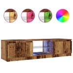 Casa si Gradina - Mobilier - Comode si corpuri - Comode - Dulap TV cu lumini LED lemn vechi 140x40x35,5 cm lemn prelucrat - Infinity.ro