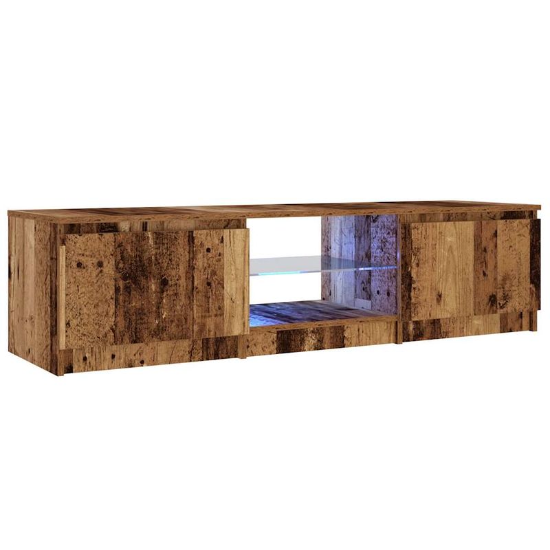 Casa si Gradina - Mobilier - Comode si corpuri - Comode - Dulap TV cu lumini LED lemn vechi 140x40x35,5 cm lemn prelucrat - Infinity.ro