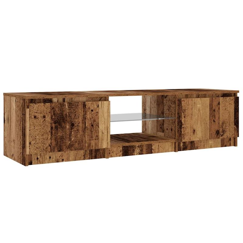Casa si Gradina - Mobilier - Comode si corpuri - Comode - Dulap TV cu lumini LED lemn vechi 140x40x35,5 cm lemn prelucrat - Infinity.ro
