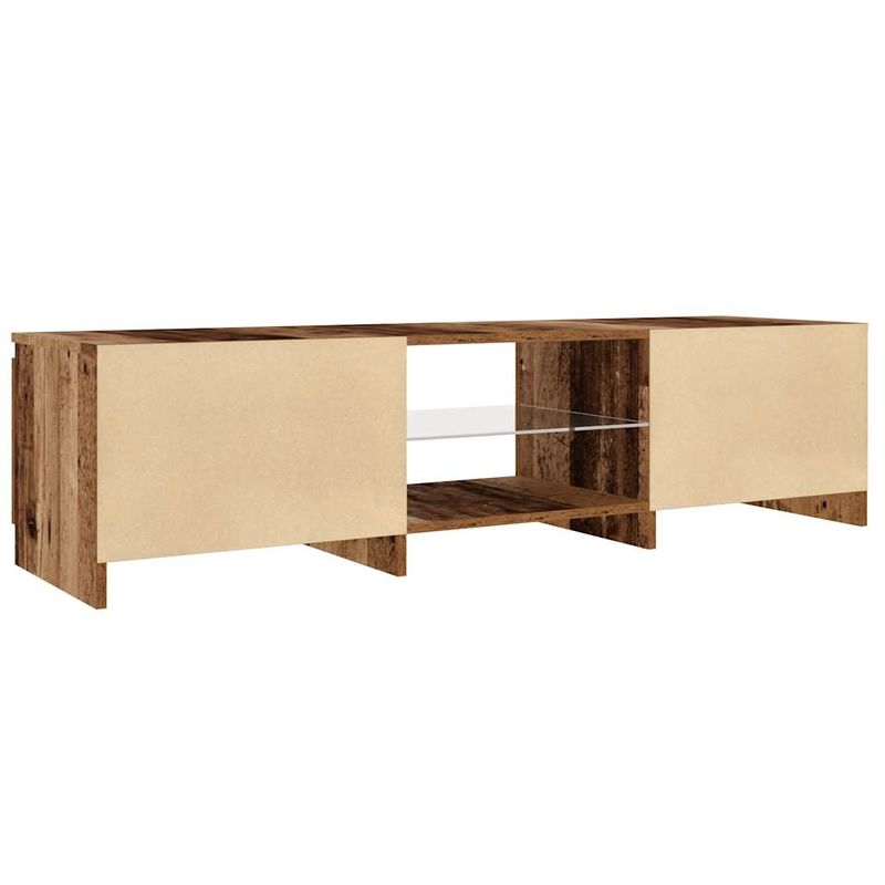 Casa si Gradina - Mobilier - Comode si corpuri - Comode - Dulap TV cu lumini LED lemn vechi 140x40x35,5 cm lemn prelucrat - Infinity.ro