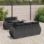 Casa si Gradina - Gradina si terasa - Mobilier exterior - Seturi mobila gradina - Set mobilier de gradina cu perne, 6 piese, negru, poliratan - Infinity.ro