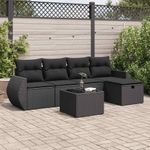 Casa si Gradina - Gradina si terasa - Mobilier exterior - Seturi mobila gradina - Set mobilier de gradina cu perne, 6 piese, negru, poliratan - Infinity.ro