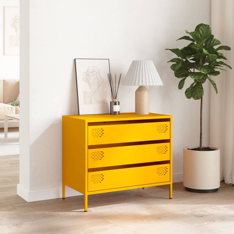 Casa si Gradina - Mobilier - Comode si corpuri - Comode - Dulap, galben mustar, 68x39x58,5 cm, otel laminat la rece - Infinity.ro