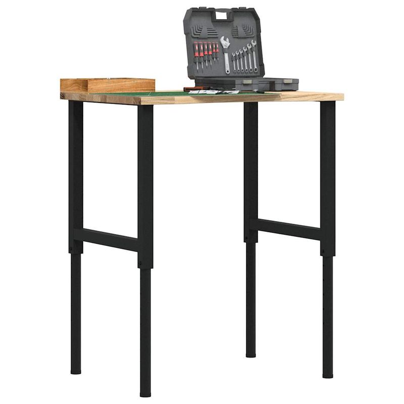 Casa si Gradina - Constructii - Scule de mana si unelte - Mese si bancuri de lucru - Banc lucru 80x60x(71,5-98) cm lemn masiv stejar, negru și natural - Infinity.ro