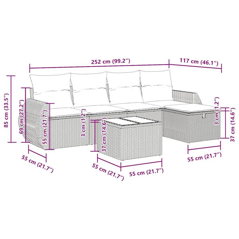 Casa si Gradina - Gradina si terasa - Mobilier exterior - Seturi mobila gradina - Set mobilier de gradina cu perne, 6 piese, negru, poliratan - Infinity.ro