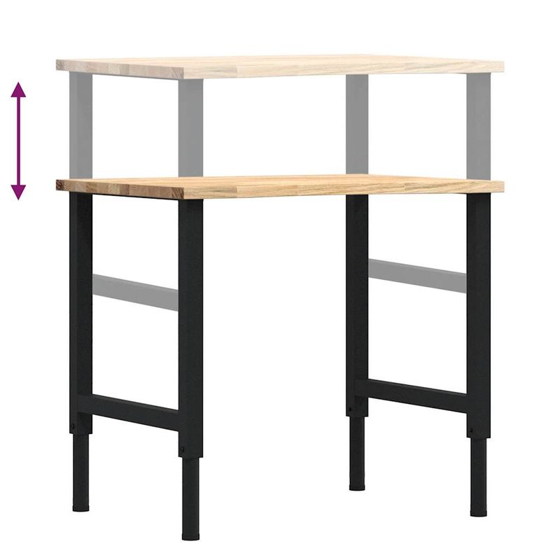 Casa si Gradina - Constructii - Scule de mana si unelte - Mese si bancuri de lucru - Banc lucru 80x60x(71,5-98) cm lemn masiv stejar, negru și natural - Infinity.ro