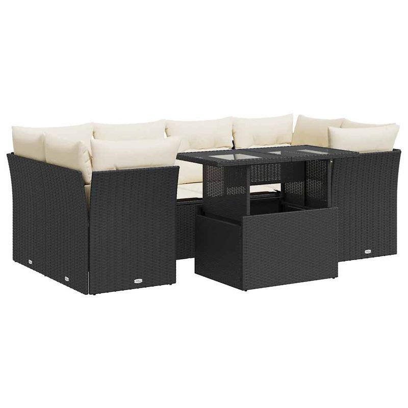 Casa si Gradina - Gradina si terasa - Mobilier exterior - Seturi mobila gradina - Set canapele de gradina cu perne, 7 piese, negru, poliratan - Infinity.ro