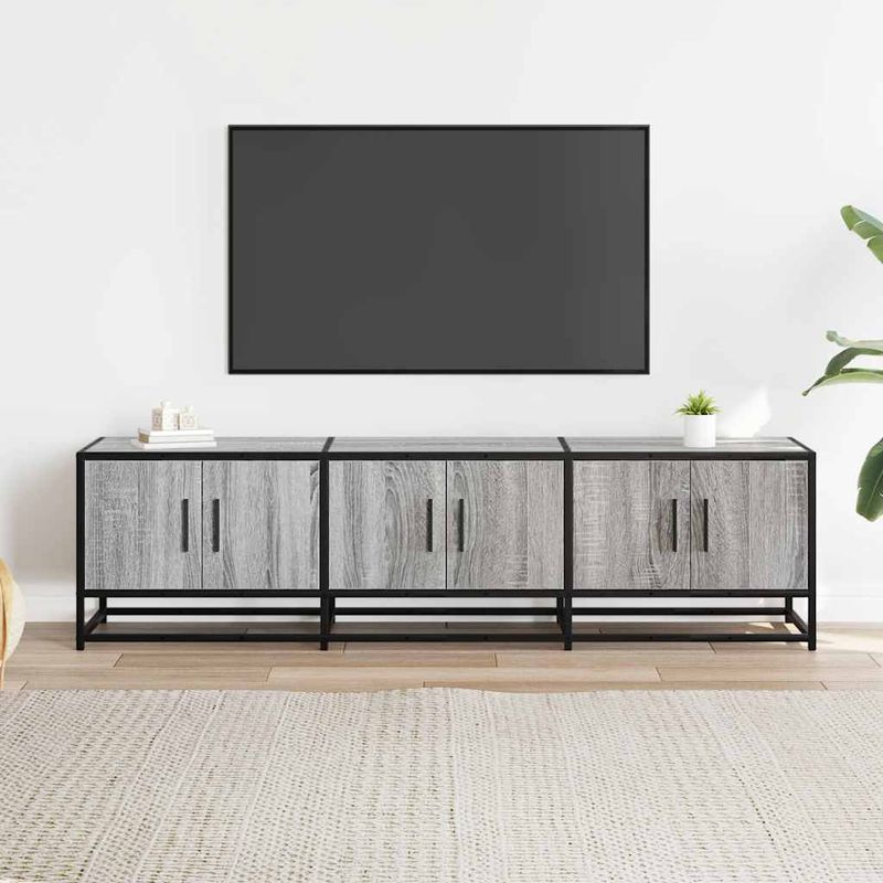 Casa si Gradina - Mobilier - Comode si corpuri - Comode - Dulap TV, gri sonoma, 150x35x41 cm, lemn prelucrat si metal - Infinity.ro