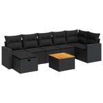 Casa si Gradina - Gradina si terasa - Mobilier exterior - Seturi mobila gradina - Set mobilier de gradina cu perne, 8 piese, negru, poliratan - Infinity.ro