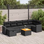 Casa si Gradina - Gradina si terasa - Mobilier exterior - Seturi mobila gradina - Set mobilier de gradina cu perne, 8 piese, negru, poliratan - Infinity.ro