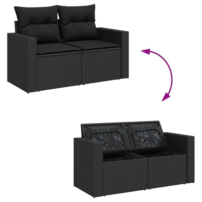 Casa si Gradina - Gradina si terasa - Mobilier exterior - Seturi mobila gradina - Set mobilier de gradina cu perne, 8 piese, negru, poliratan - Infinity.ro