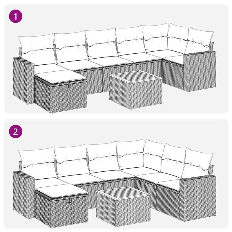 Casa si Gradina - Gradina si terasa - Mobilier exterior - Seturi mobila gradina - Set mobilier de gradina cu perne, 8 piese, negru, poliratan - Infinity.ro